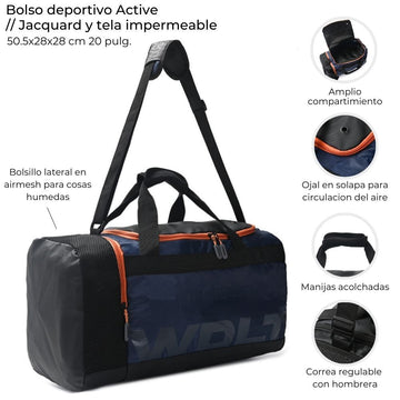 Bolso Deportivo Impermeable Active Azul