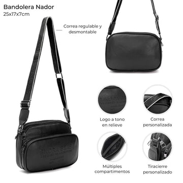 Elegante Bandolera Nador Negra con Estilo y Funcionalidad