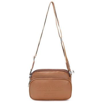 Bandolera Nador Cierre Decorativo Con Bolsillo Frontal Xxcm Caramel
