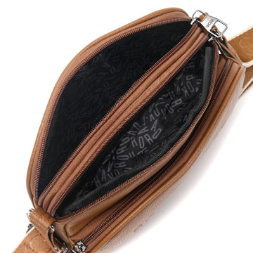 Bandolera Nador Cierre Decorativo Con Bolsillo Frontal Xxcm Caramel