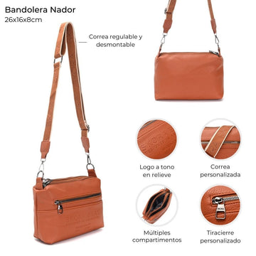 Bandolera Nador Sienna: Elegancia y Funcionalidad en Cada Detalle.