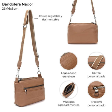 Elegante Bandolera Nador con Múltiples Compartimentos